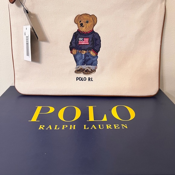 SOLD 🤷‍♀️😃Ralph Lauren Polo Bear Beige Pouch Toiletry Cosmetic Bag NWT - Picture 15 of 15